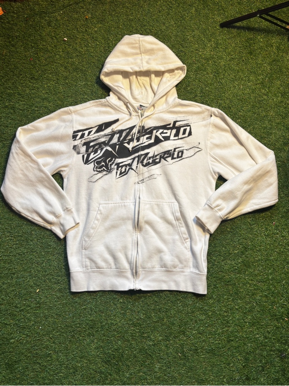 Fox Racing Y2K white zip up hoodie